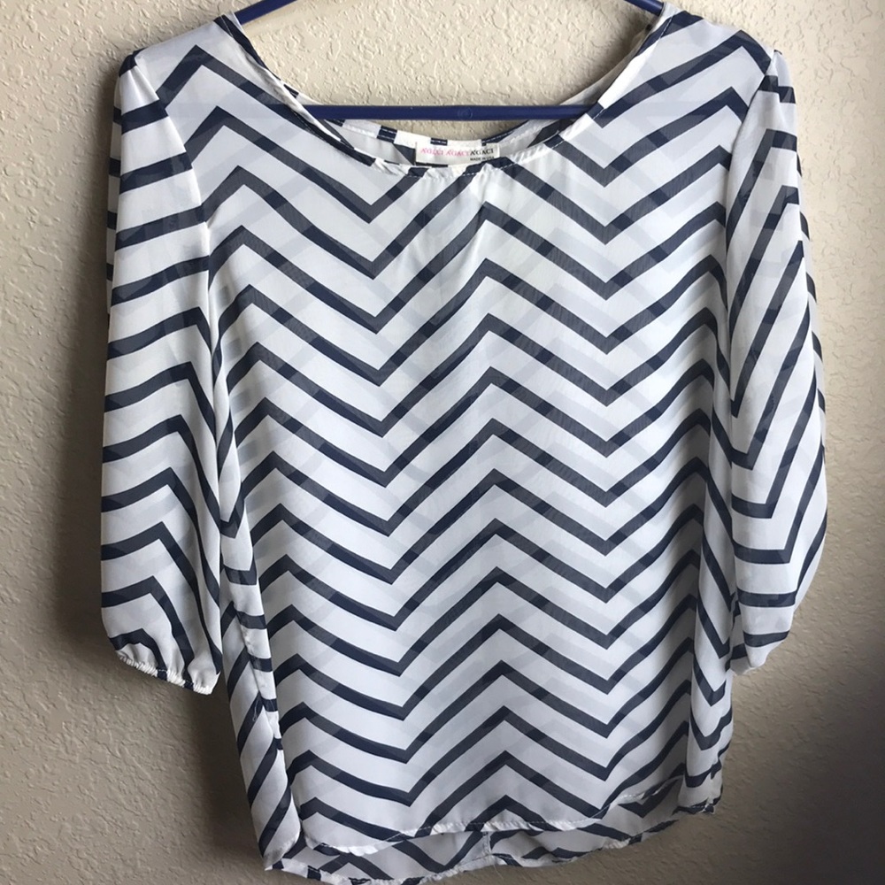 Blue and white chevron top!